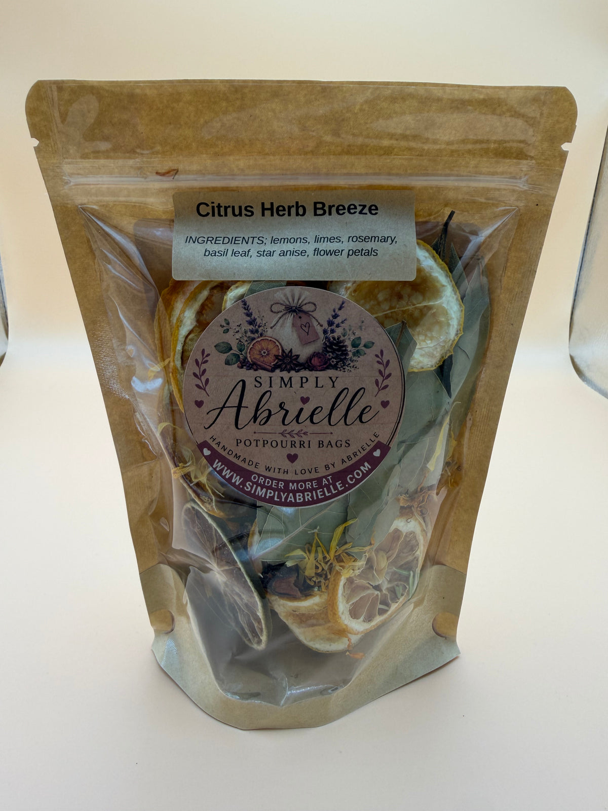 Citrus Herb Breeze simmer pot potpourri bag, handmade by Simply Abrielle