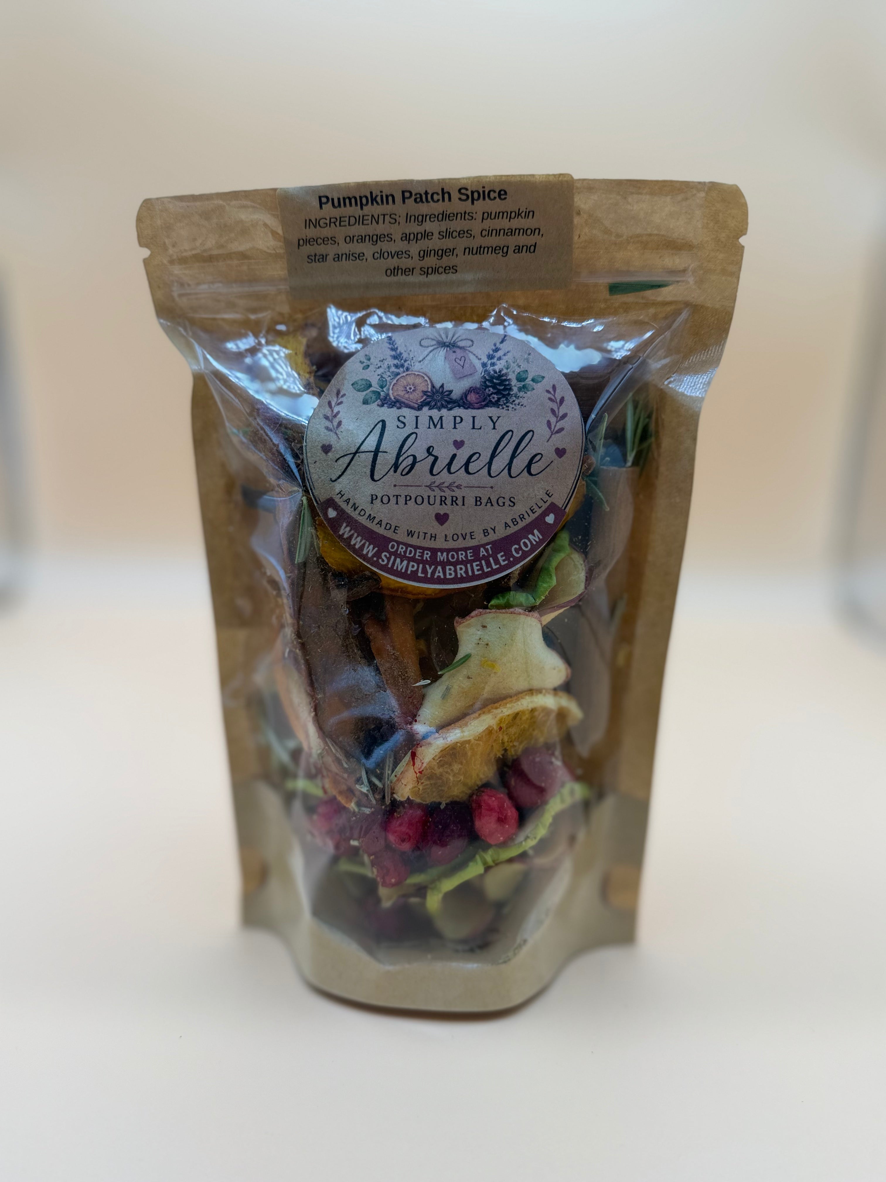 Pumpkin Patch Spice simmer pot potpourri bag, handmade by Simply Abrielle